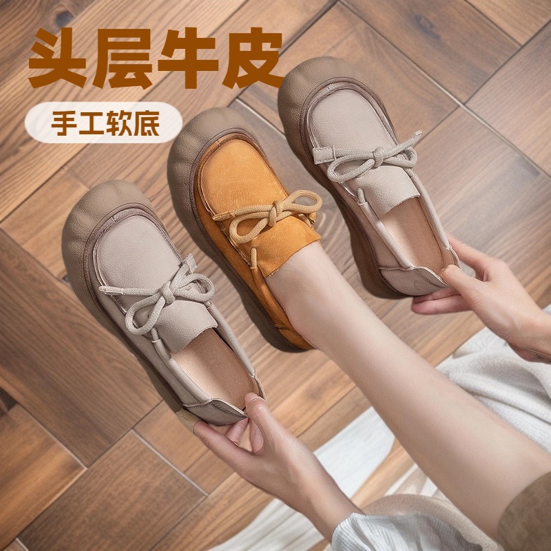 2025新款英伦风小皮鞋女春季新款复古系带百搭单鞋平底休闲气
