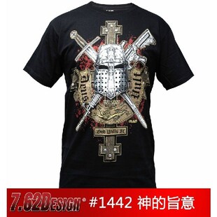 美国进口7.62男士短袖t恤个性印花军迷t恤神的旨意1442正品包邮