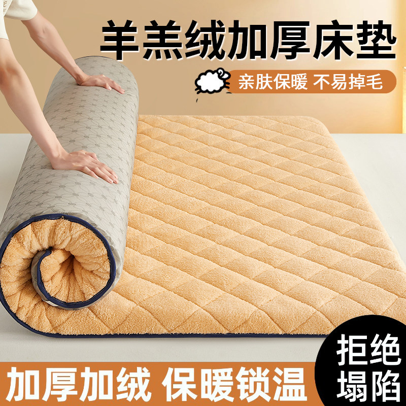 冬季羊羔绒床垫软垫家用卧室榻榻米加厚学生宿舍单人保暖垫被褥子