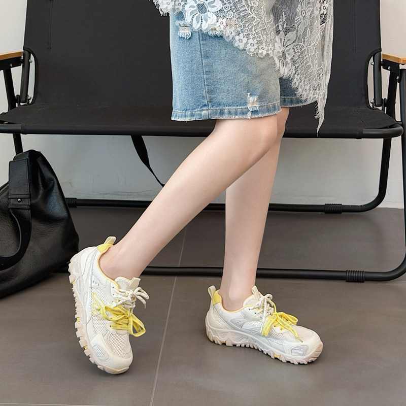富丽女鞋2026夏季新款网面透气厚底鞋女百搭系带休闲鞋女826-38