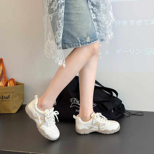 富丽女鞋2026夏季透气轻便平底运动休闲鞋百搭圆头阿甘鞋女66-29