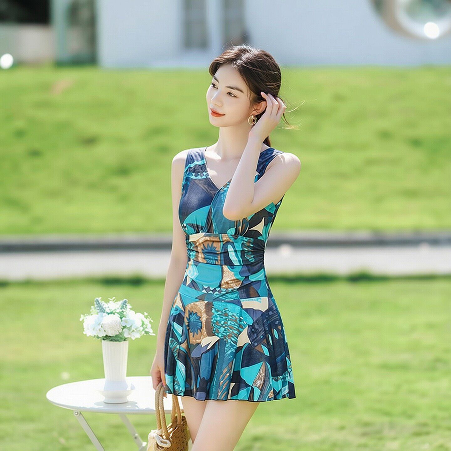 泳衣女2026新款绝美成人显瘦保守连体大码胖mm中年妈妈遮肉泡温泉