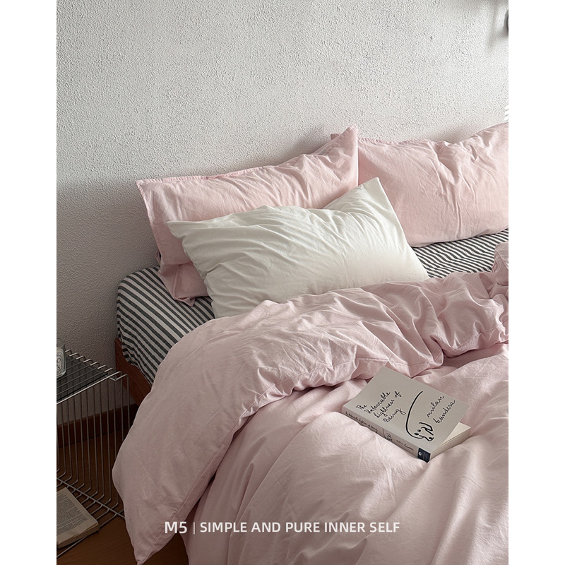 少女茶粉100全棉纯棉床上四件套