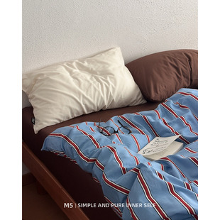 复古条纹100全棉纯棉床上四件套床笠床单被套床品三件套床上用品