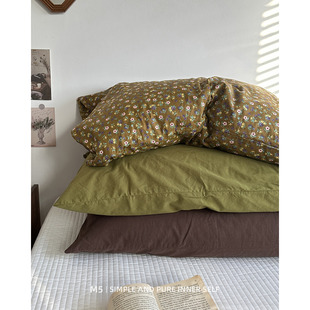 韩式纯色复古碎花单品搭配纯棉全棉枕套一对装枕头皮单个48x74cm