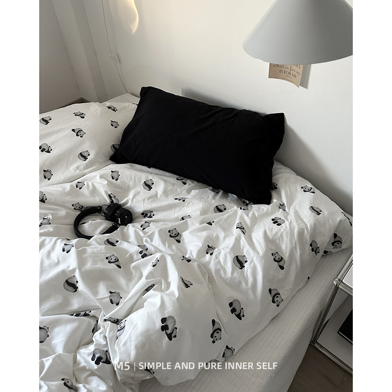 黑白熊猫全棉纯棉单个被罩被套