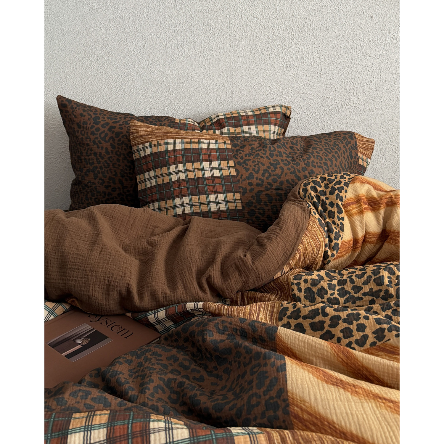 复古格子中古风软糯柔软双层纱全棉四件套纯棉床单被套床笠款床品