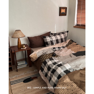 中古风复古美拉德全棉床上四件套纯棉床单被套被罩床笠床品三件套