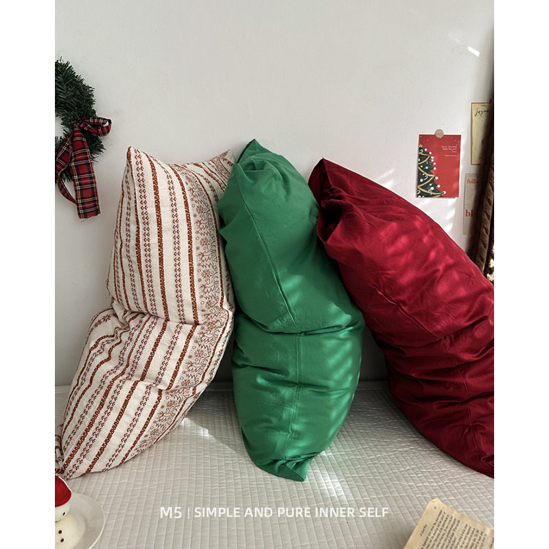 圣诞鹿提花单品搭配纯棉全棉枕套