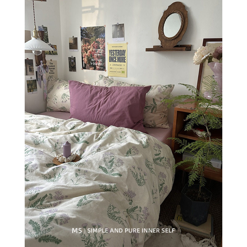 ins韩国复古田园风纯棉床上四件套全棉床单被套床笠款床品三件套,床上用品,床品套件/四件套/多件套,淘宝优惠券,粉丝福利购,淘宝优惠卷