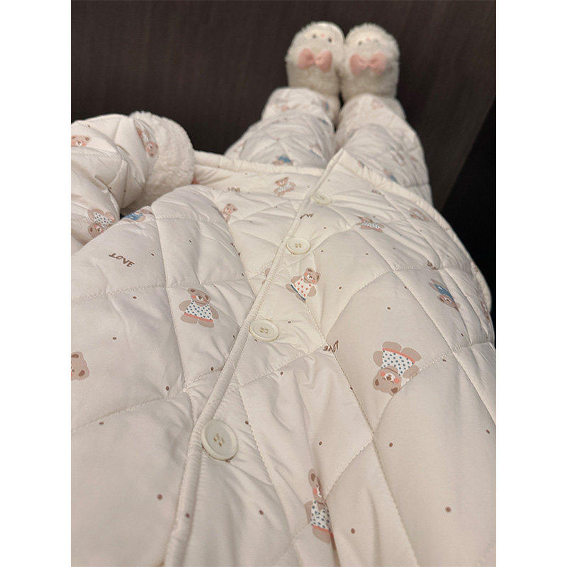 三层厚款夹棉睡衣女秋冬季长袖加绒保暖卡通小熊可外穿家居服套装,女士内衣/男士内衣/家居服,睡衣/家居服套装,淘宝优惠券,粉丝福利购,淘宝优惠卷