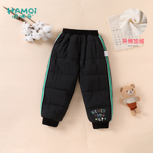 男童加绒裤子秋冬季新款中小童宝宝加厚棉裤一条过冬儿童保暖长裤