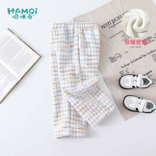 女童毛呢长裤2025秋冬装加绒保暖休闲裤小儿童宝宝新款裤子童装潮