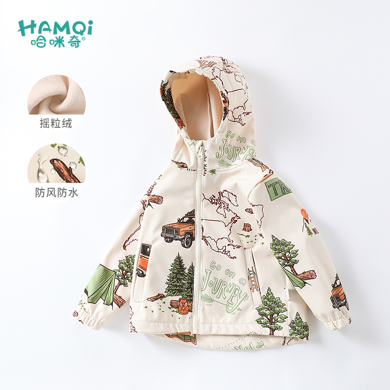 男童秋冬新款防风防水冲锋衣外套