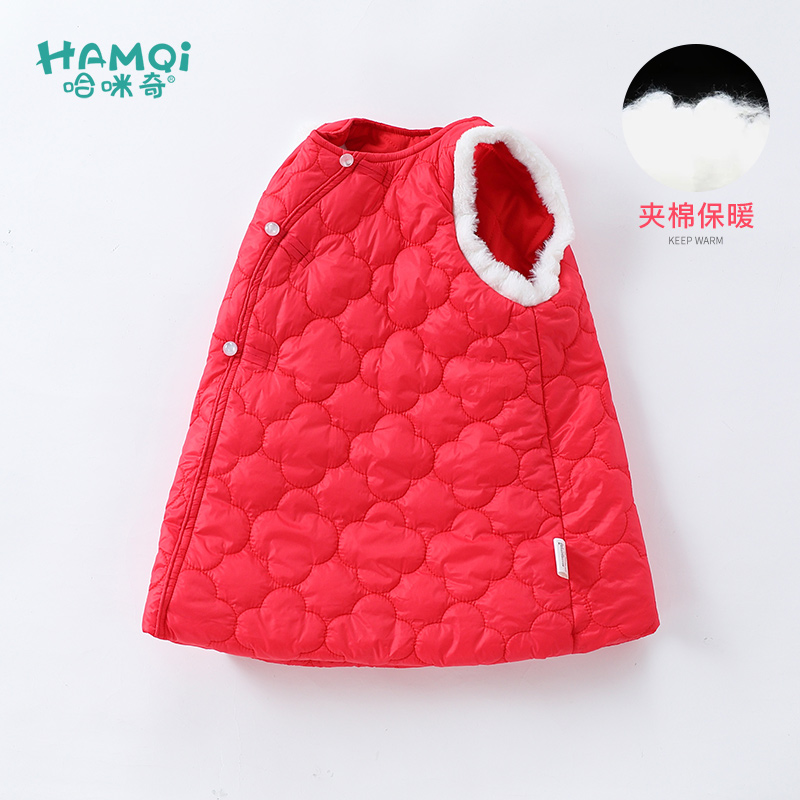 女童冬季夹棉背心裙新款拜年服