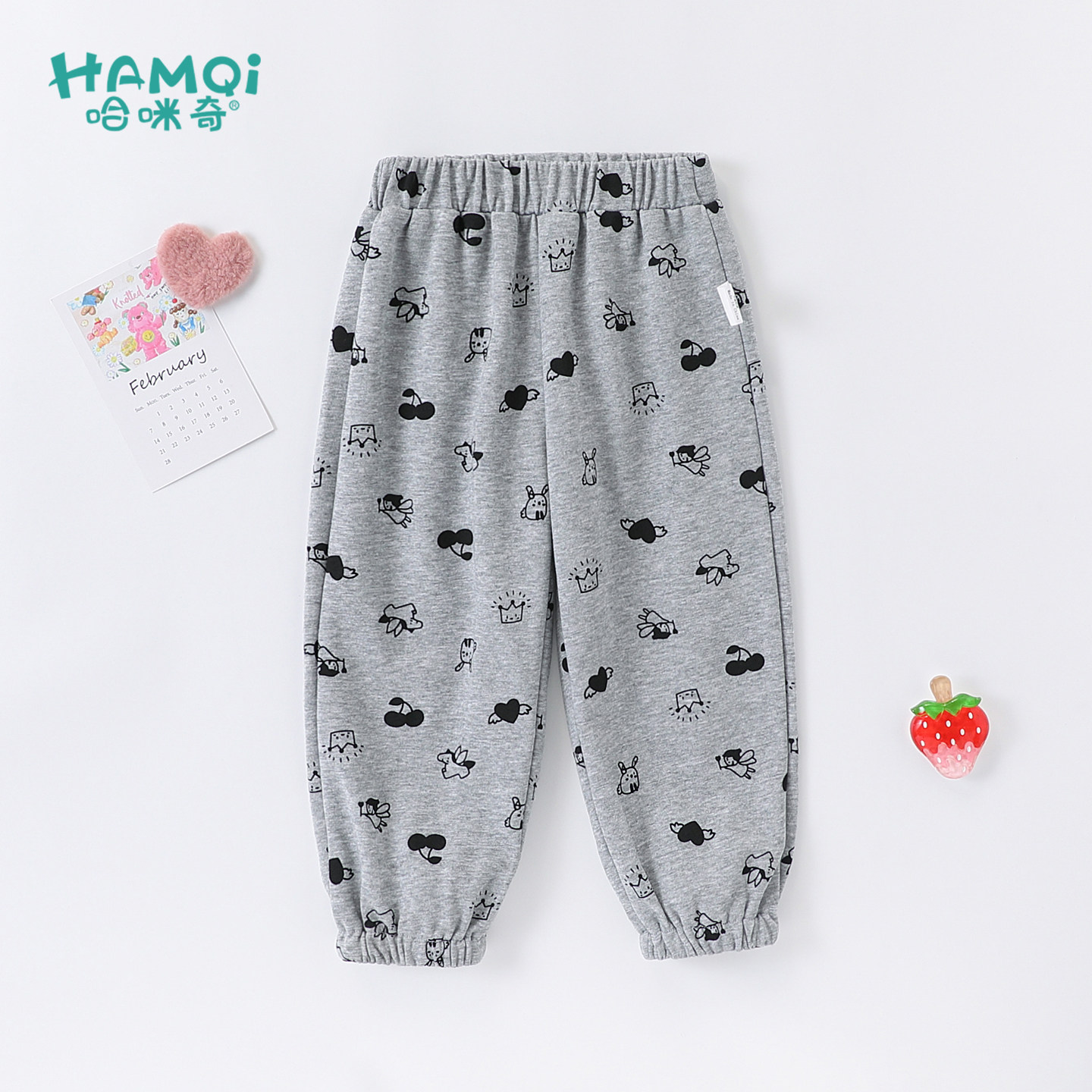 女童裤子春秋装儿童卡通印花卫衣裤小童新款长裤宝宝运动裤束脚裤