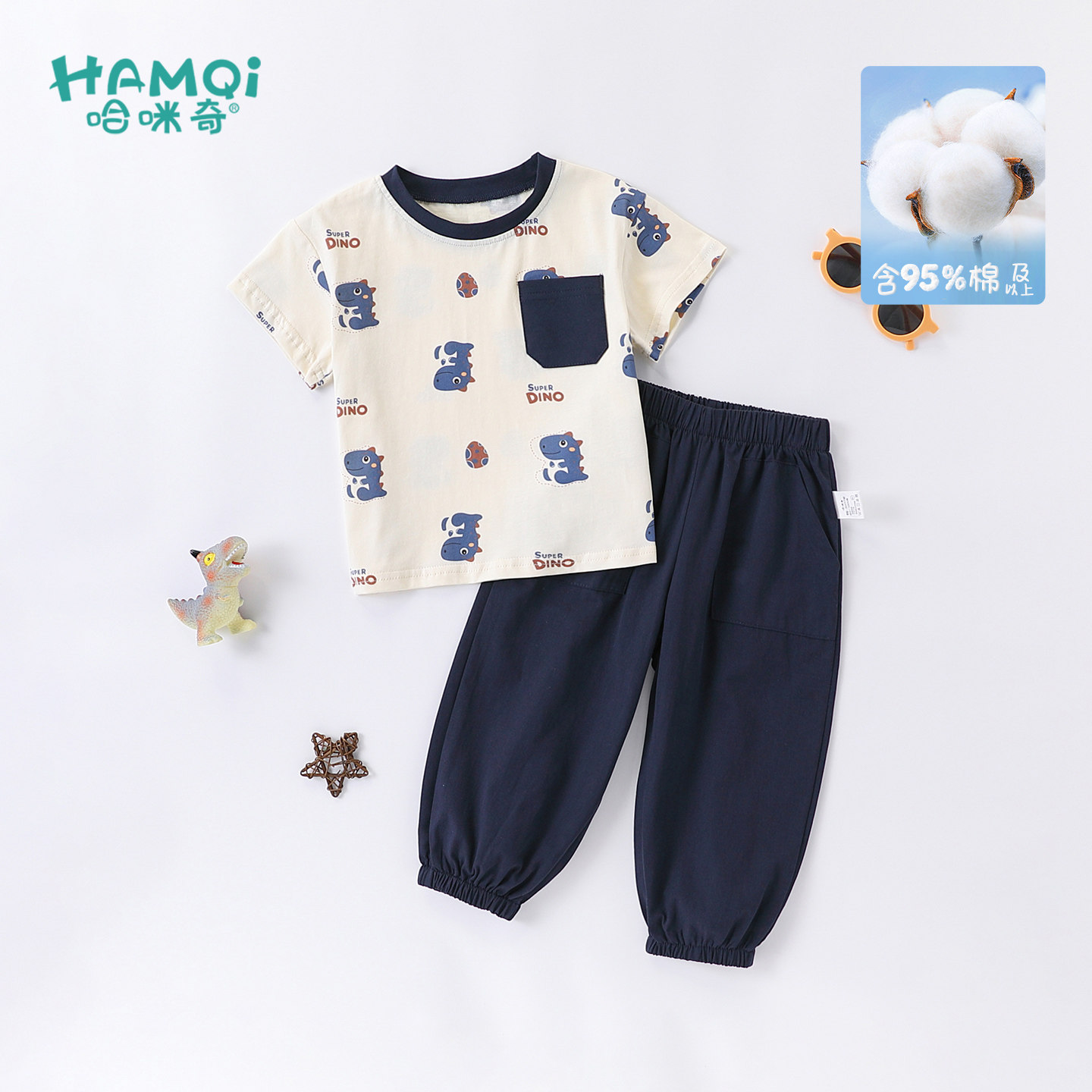 男童短袖套装夏季新款衣服小儿童纯棉卡通印花两件套宝宝上衣裤子