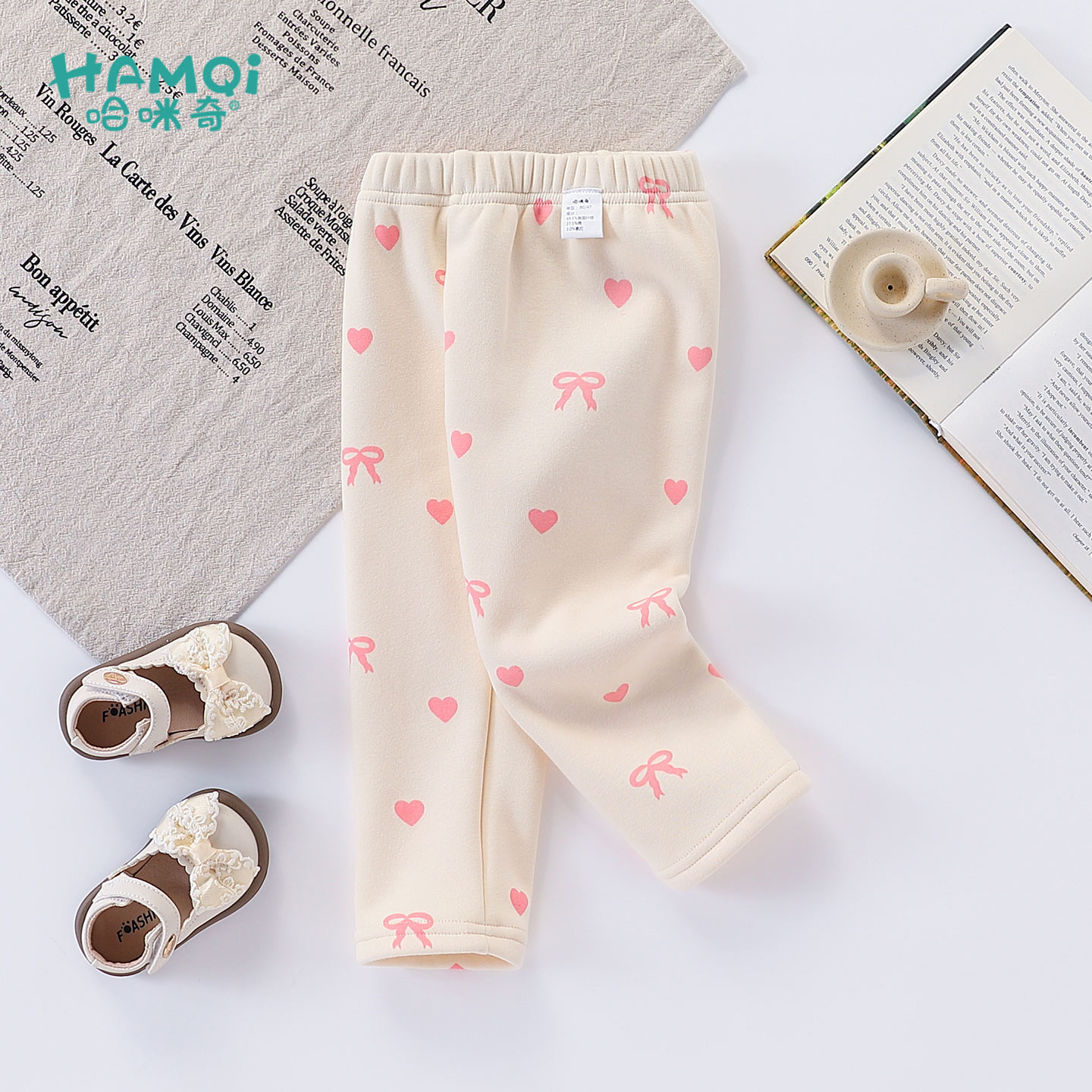 女童加绒打底裤秋冬季外穿保暖蝴蝶结长裤小儿童洋气裤子宝宝衣服