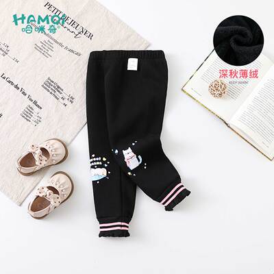 女童加绒打底裤秋冬装小童宝宝洋气裤子薄绒外穿保暖儿童新款长裤