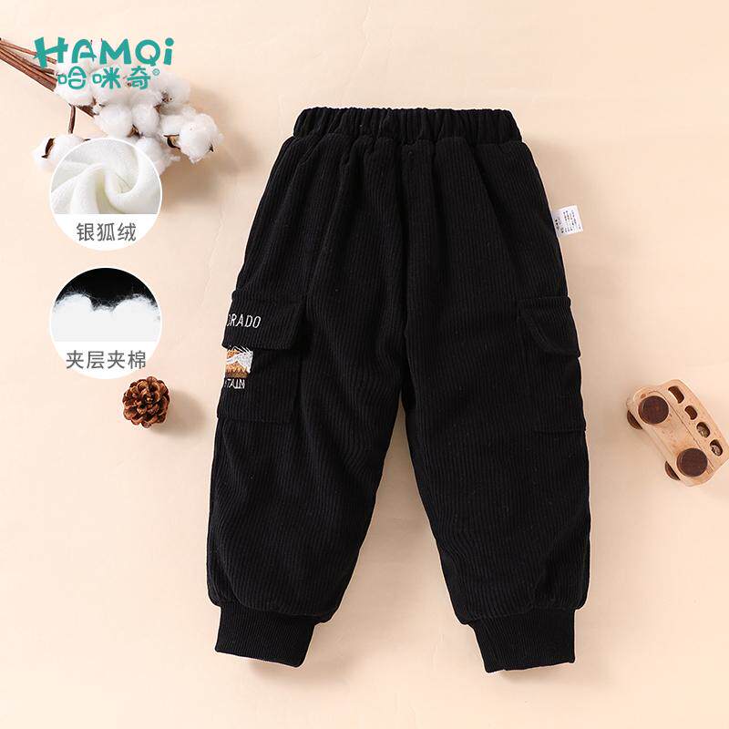 男童加绒裤子2024新款儿童灯芯绒加厚长裤小童棉裤宝宝百搭休闲裤
