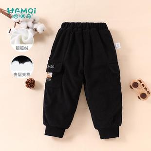 宝宝百搭休闲裤 男童加绒裤 小童棉裤 儿童灯芯绒加厚长裤 子2024新款