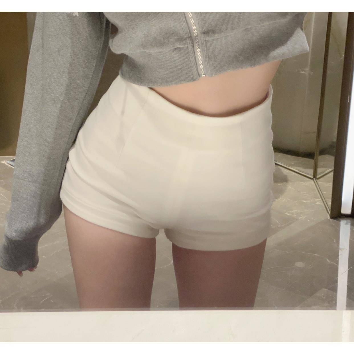黑色高腰西装短裤女夏季外穿白色小个子美式辣妹紧身打底包臀热裤