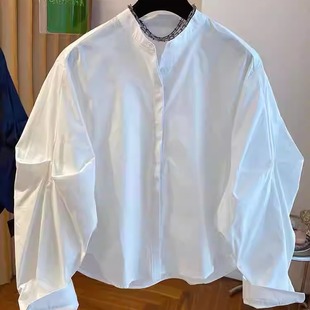 高级感欧货白色设计感衬衫 宽松极简风百搭气质上衣 女早秋2024新款