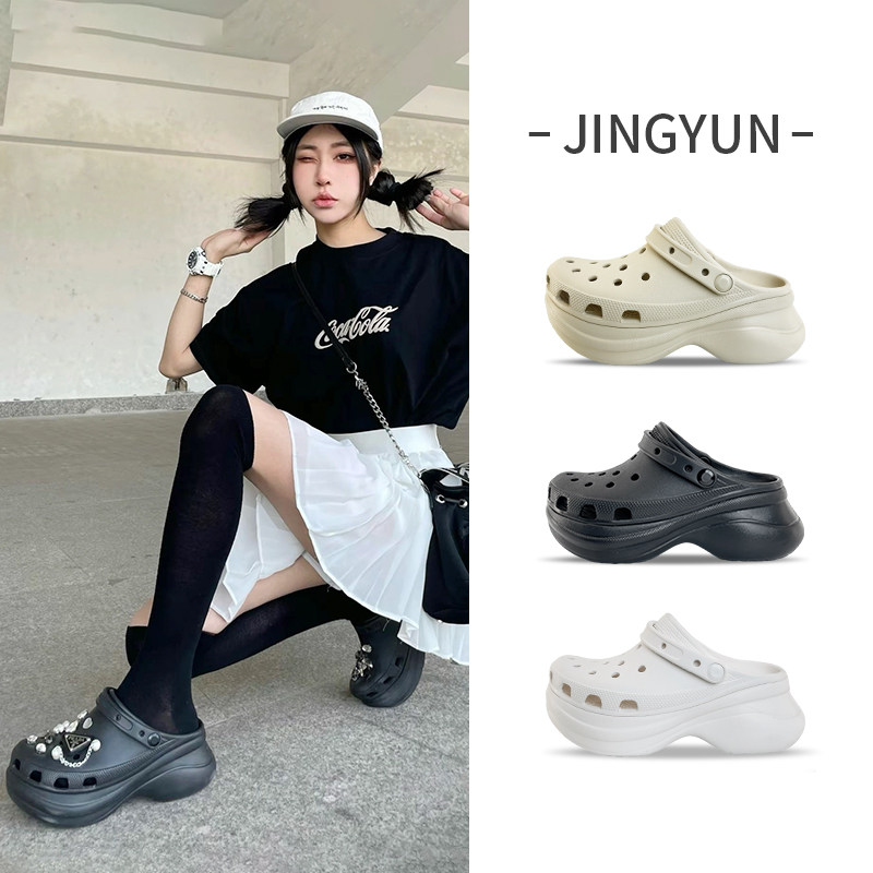 鲸鱼洞洞鞋夏季新款女生小鲸鱼拖鞋高跟凉鞋老爹鞋增高防滑沙滩鞋