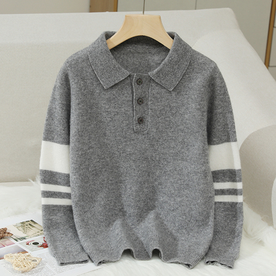 秋冬季儿童100%纯羊毛衫POLO领毛衣男女童羊毛绒打底针织宝宝内搭
