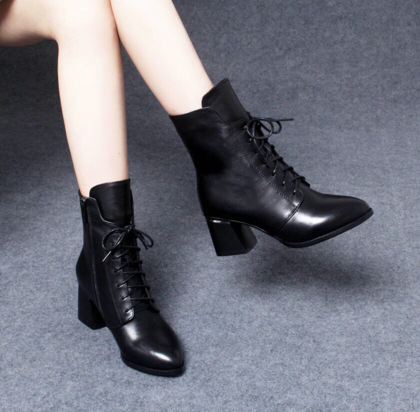 WENZHOU HOT 2023 NEW SNOW BOOTS WOMENS BLOCK HEEL VELVET MARTIN BOOTS WOMENS MID-HEEL MID-CUT COTTON SHOES WOMENS BOOTS