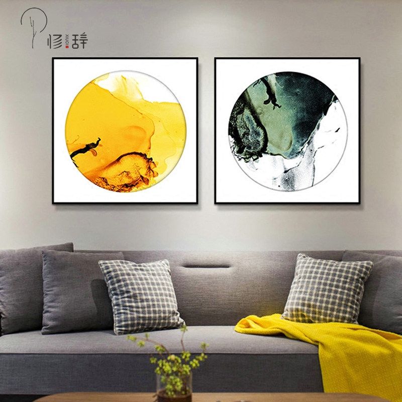 抽象风玄关餐厅双联组合装饰画
