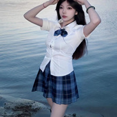 裙 百褶短裙套装 学院风JK制服百褶裙两件套夏工作服学生修身 衬衫