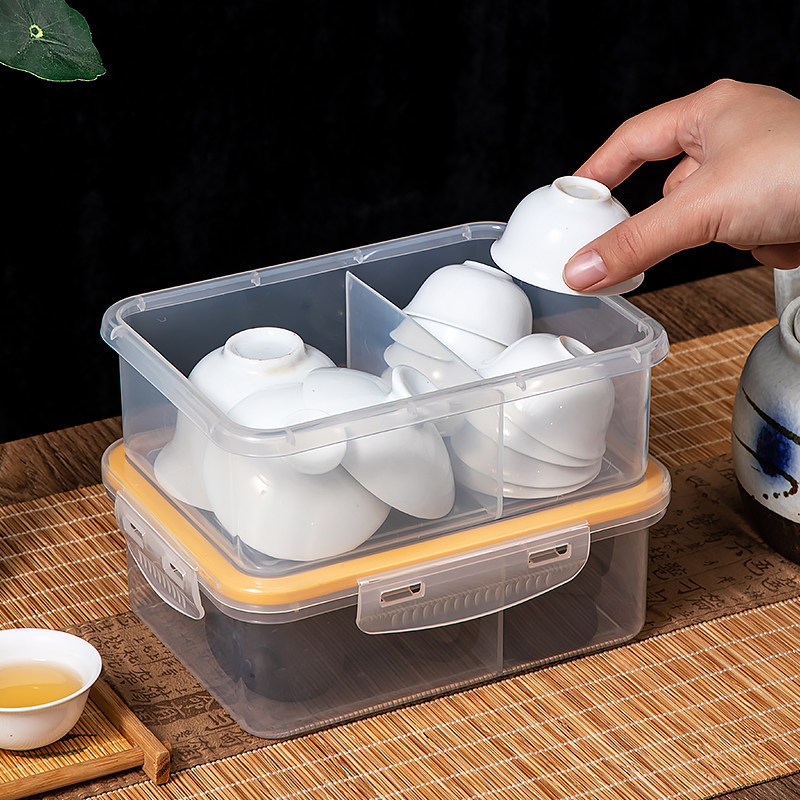茶具收纳盒带盖防尘透明桌面茶杯主人杯整理存放盒茶壶茶碗置物盒,收纳整理,茶具收纳盒,淘宝优惠券,粉丝福利购,淘宝优惠卷