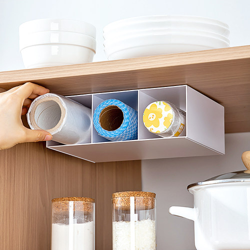 保鲜袋收纳架厨房锡纸收纳盒壁挂式免打孔橱柜门冰箱保鲜膜置物架