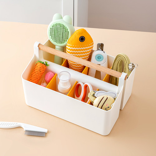 宠物用品收纳箱分格梳子指甲剪手提筐猫狗玩具牵引绳磨牙棒收纳盒