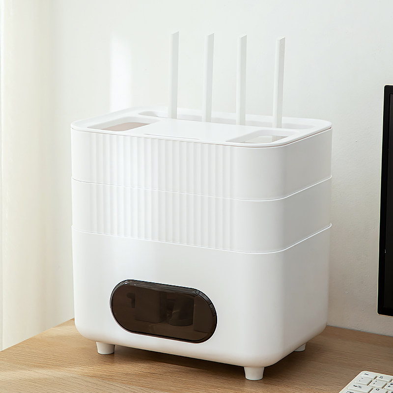 路由器收纳盒台面电视机顶盒置物架客厅电线光猫无线网wifi放置架