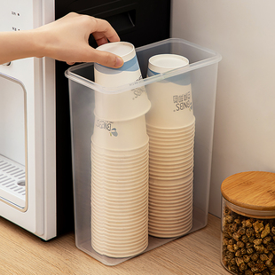 一次性杯子收纳盒桌面防尘取杯器咖啡角布置航空杯架装 盒子 纸杯