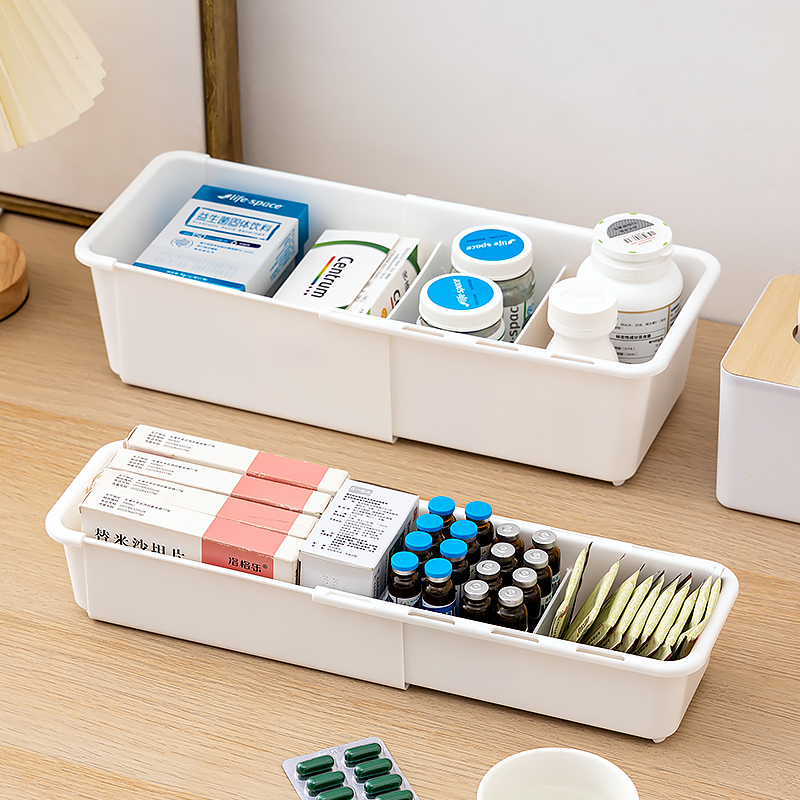 药品收纳盒家用抽屉分类药瓶药膏血糖仪整理盒家庭装常备药物药箱
