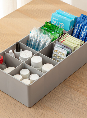 医药箱家用常备药透明收纳箱急救包药物分格医疗箱家庭药品收纳盒