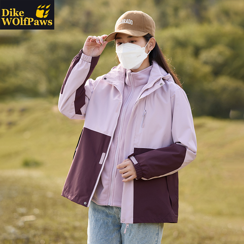 户外冲锋衣女外套三合一2025新款冬季小个子防风防水加厚登山服男