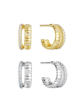 田曦薇同款自由搭配系列双层蛇骨耳钉设计感简约百搭耳环复古耳饰