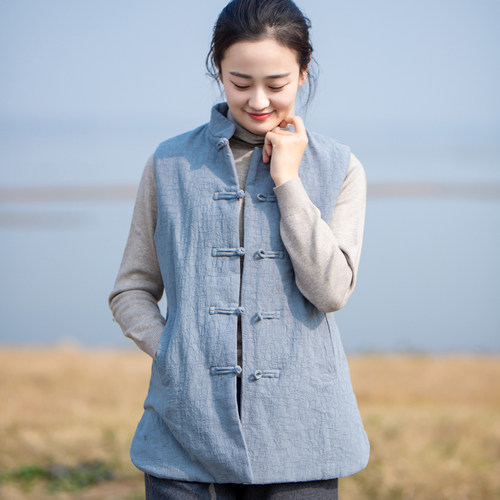 玉想新品中式风大码提花棉马甲