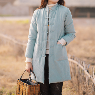 盘扣棉袄女纯棉复古中长款 宽松中式 棉衣 中国风加厚冬装 玉想