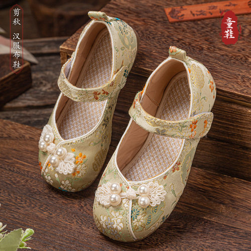 汉服鞋女童古风中式绣花布鞋春秋