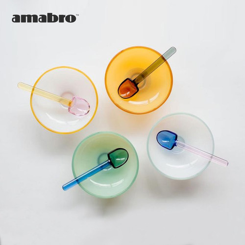 日本进口Amabro复古彩色玻璃碗勺
