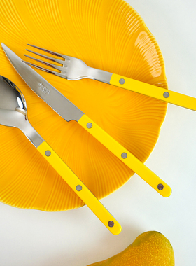 法国Sabre Paris小酒馆黄色不锈钢刀叉勺西餐具套装勺子牛排家用