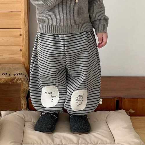 男宝宝秋冬加绒加厚保暖束脚卫裤
