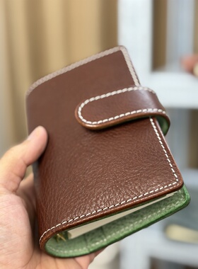 植鞣牛皮活页a7手帐本焦绿系列