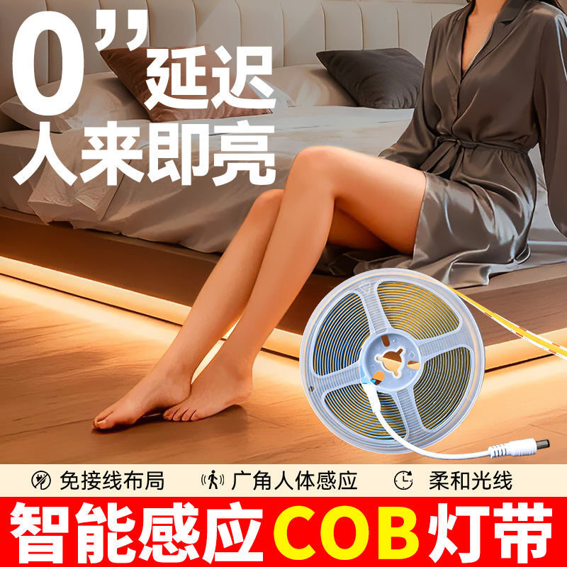 智能人体感应COB灯带电池