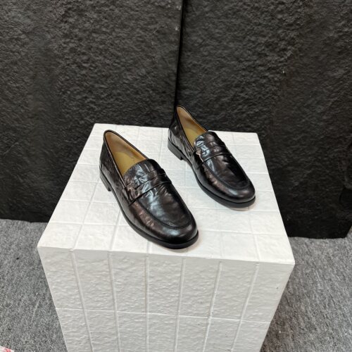 【撤柜断码】羊皮时尚圆头小跟单鞋百搭真皮软底乐福鞋9753-3